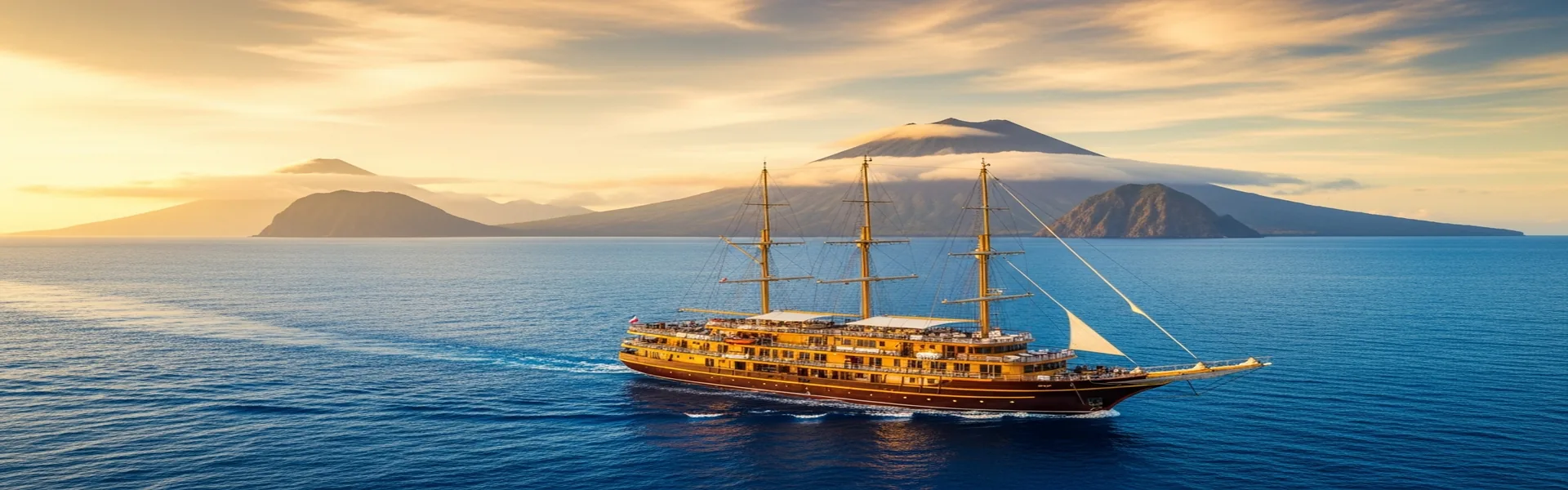 Luxury expedition vessel sailing deep into Komodo National Park