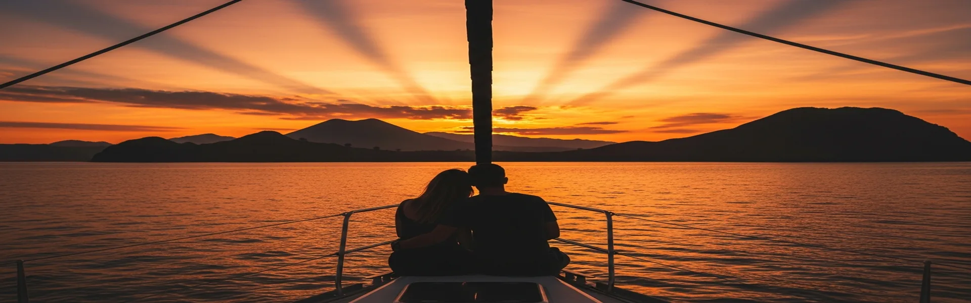 Couple enjoying intimate sunset sailing experience in Komodo