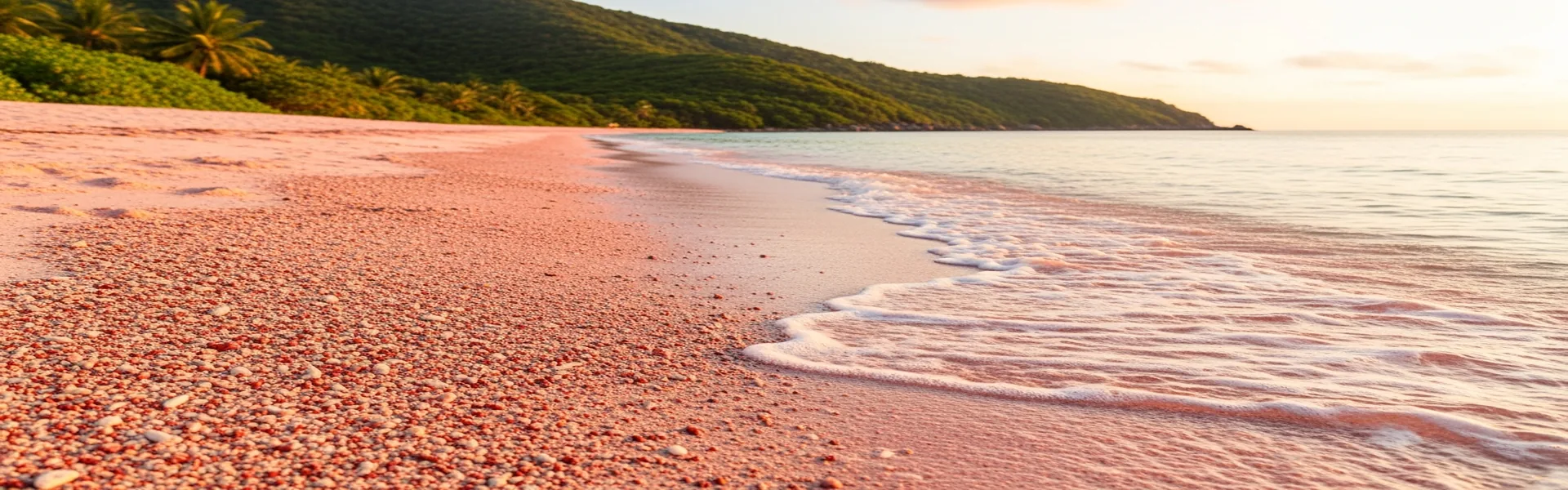 Unique pink sand beach of Komodo National Park with crystal water
