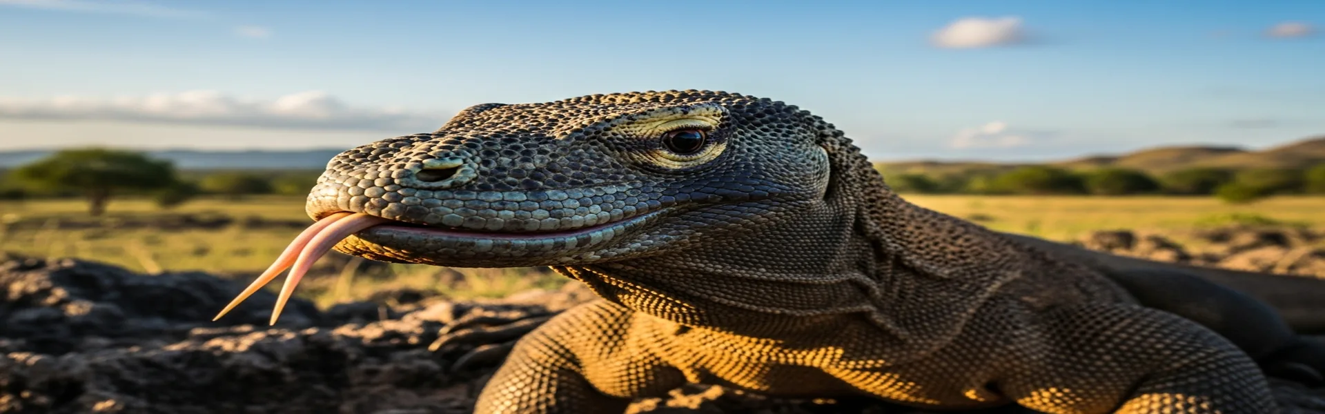 Wild Komodo dragon in natural habitat on Rinca Island